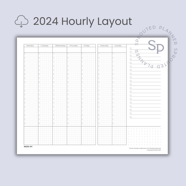 2024 Hourly Layout Printable Sprouted Planner