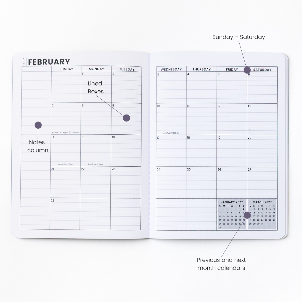 2027 Monthly Planner - Moonlit Dots