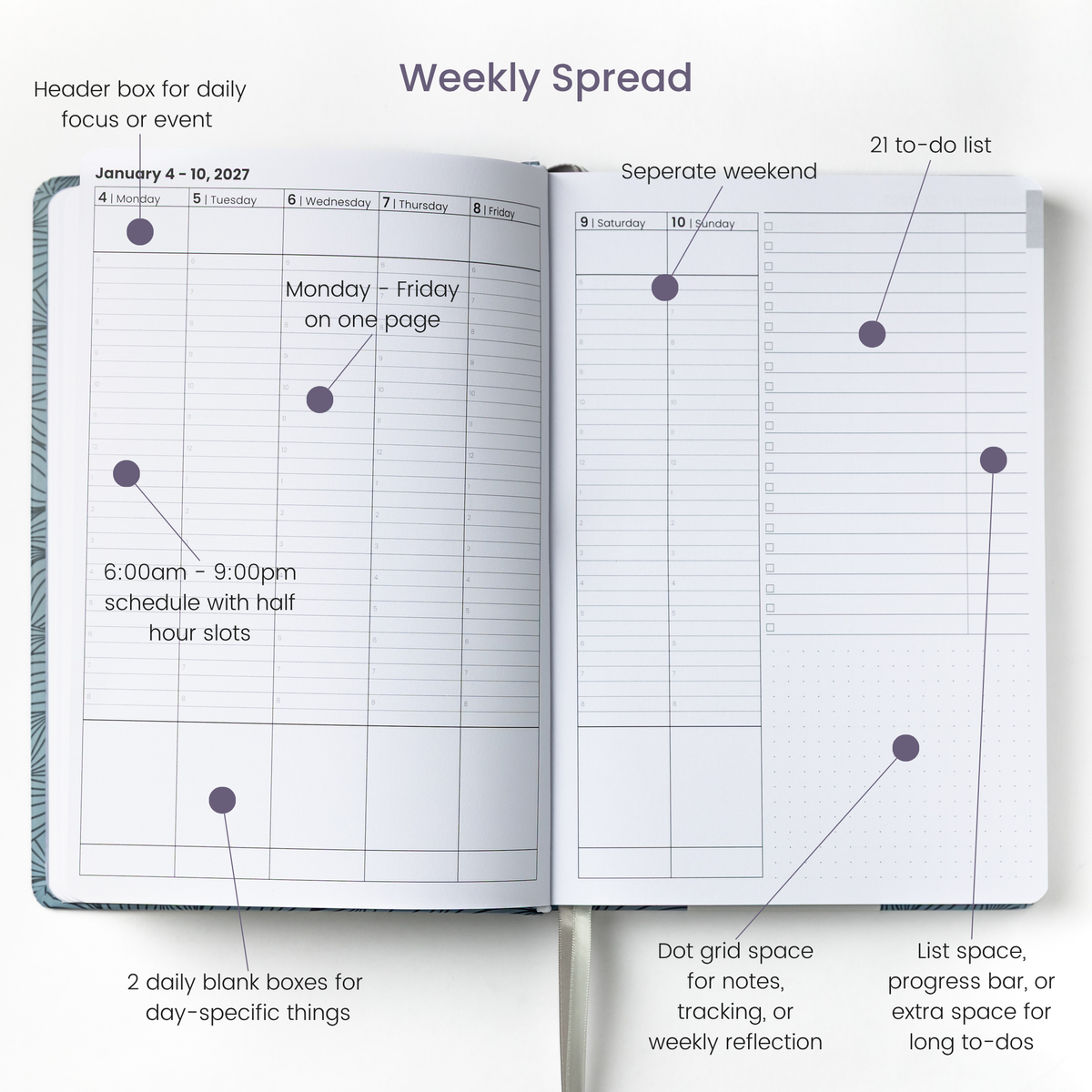2027 Hourly Planner - Moonlit Dots