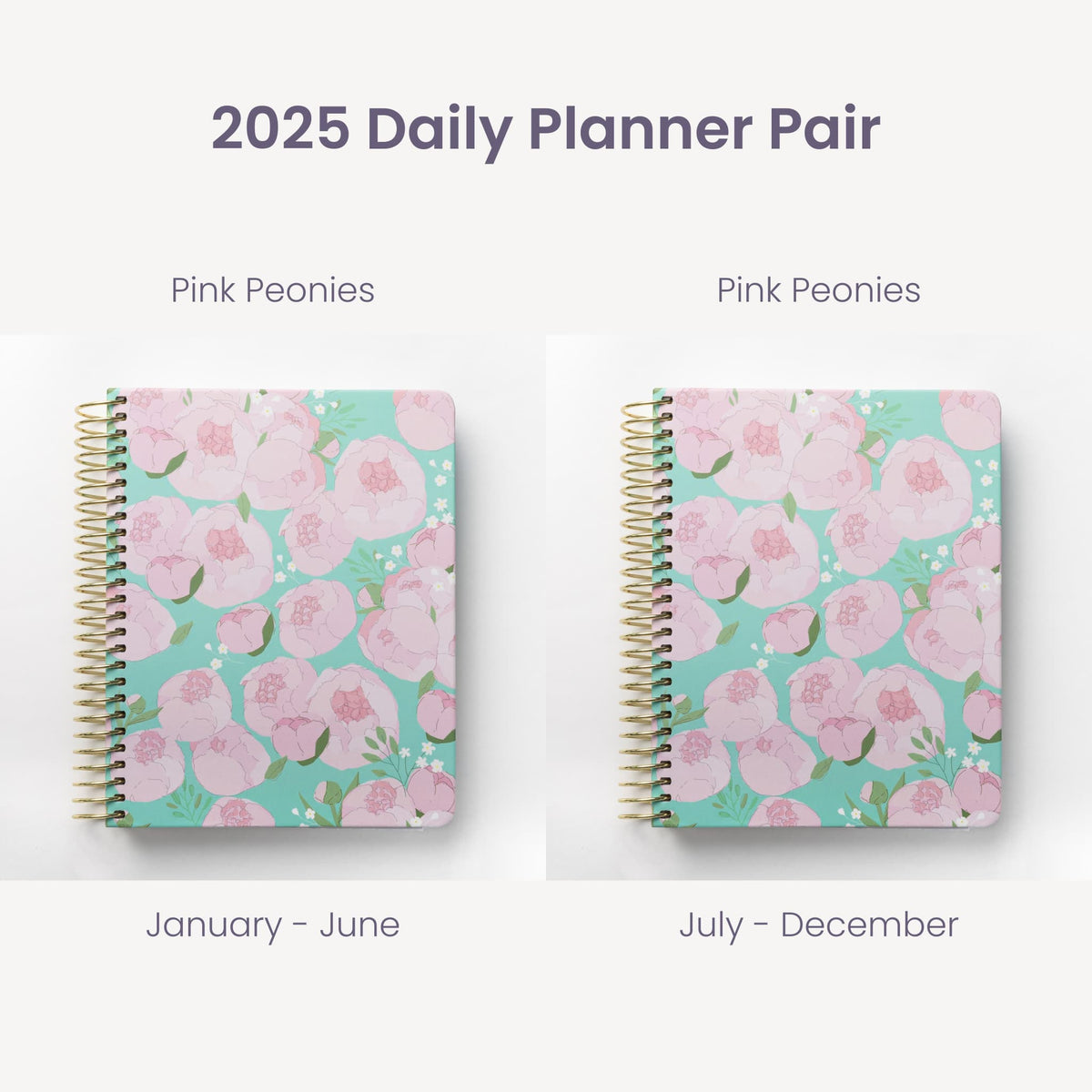 2025 Daily Planners - Pink Peonies Pairings