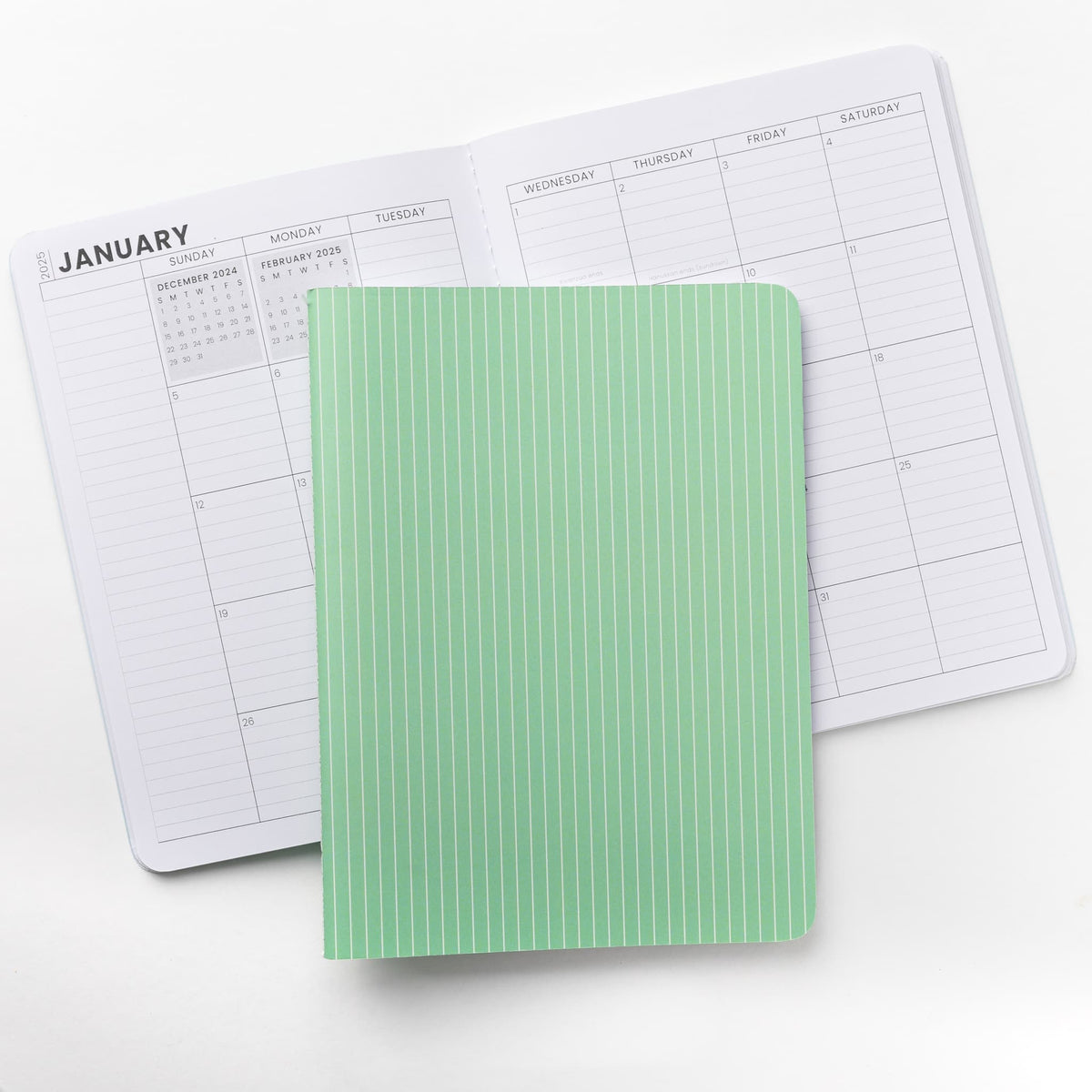 2025 Monthly Planner - Celadon Pinstripe