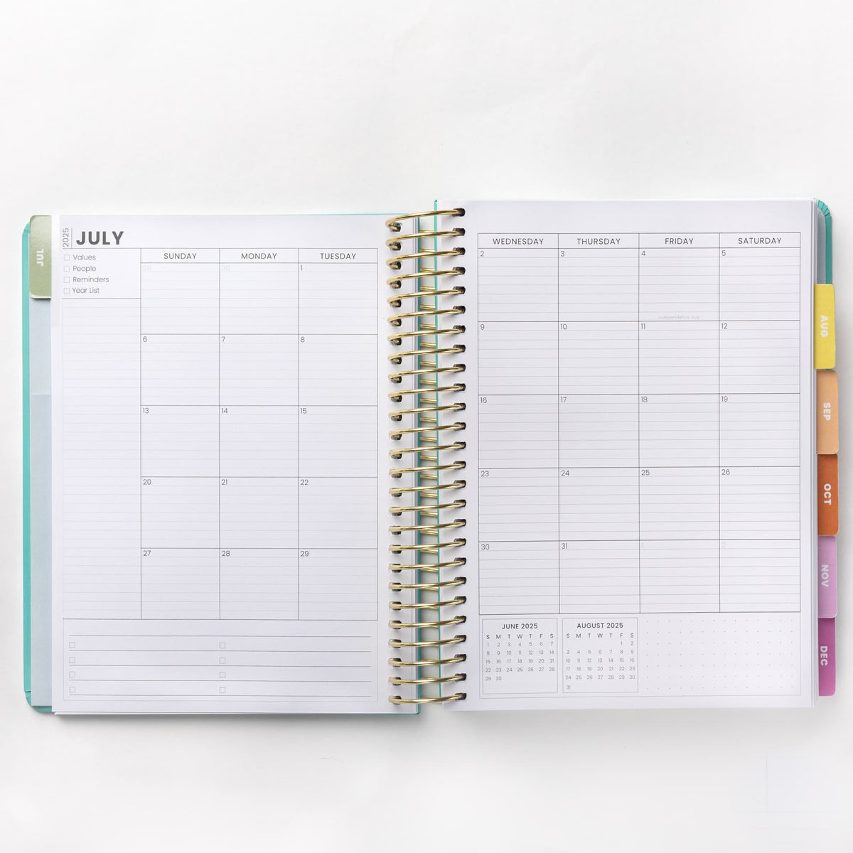 2025 Daily Planner - Pied Pebbles (July - December only)