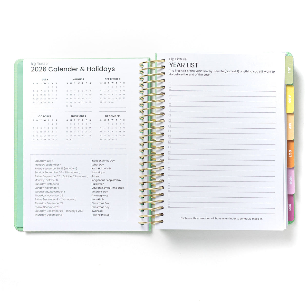 2026 Daily Planner -  Flower Child (July - December only)