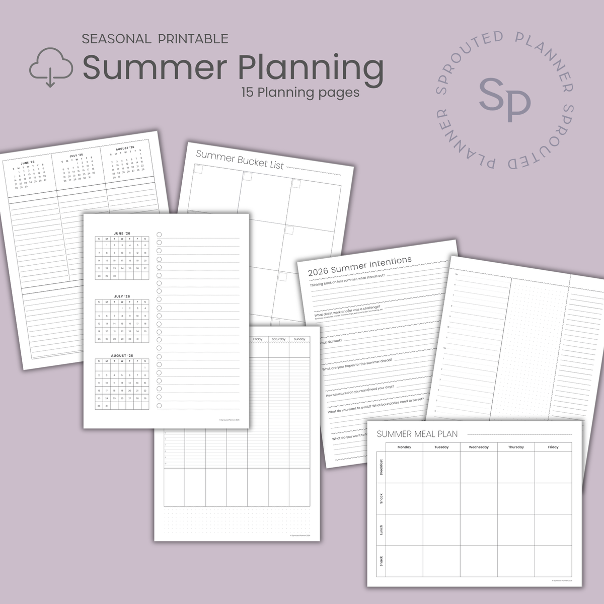 2026 Summer Planning Printable