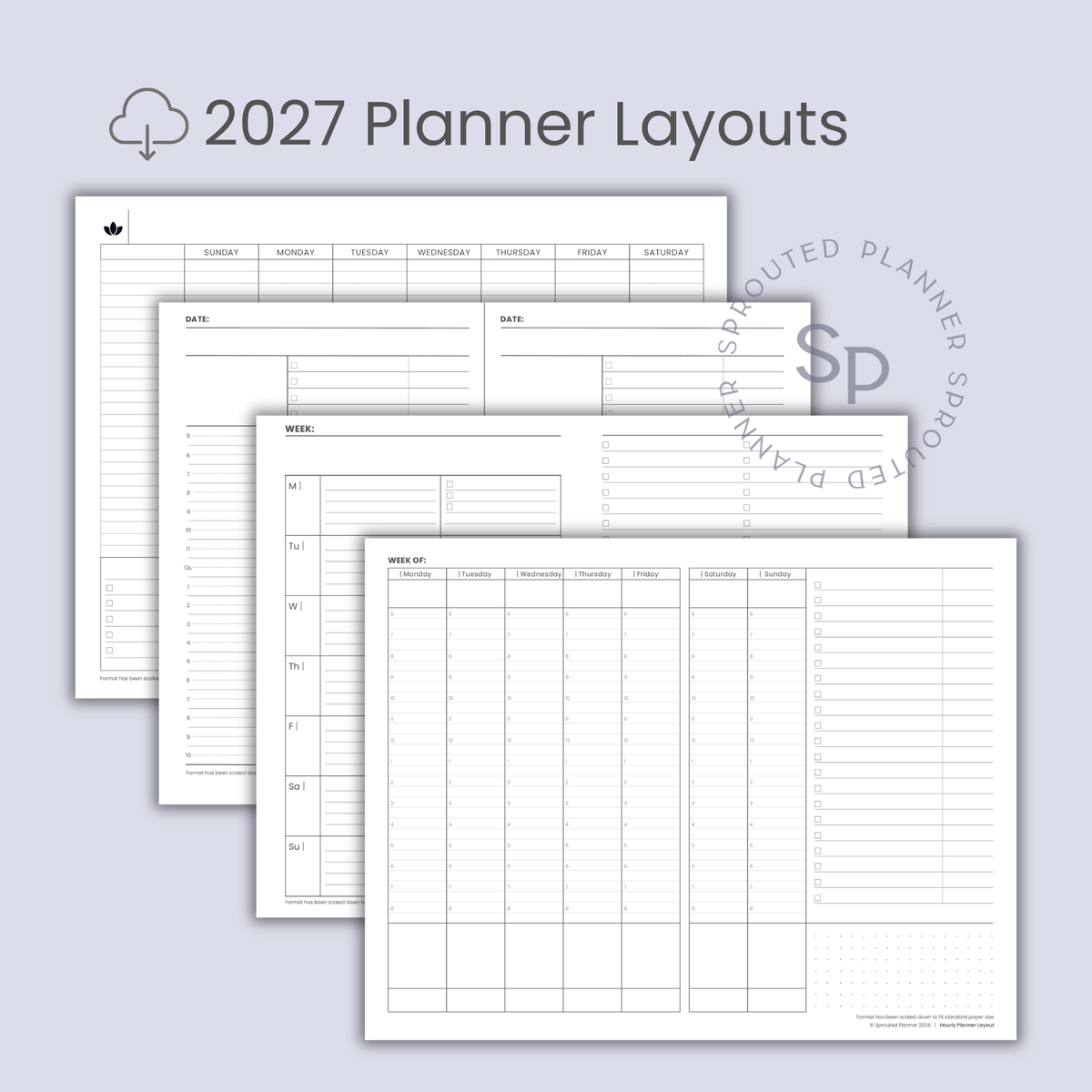 2027 Sprouted Planner Layouts Printable