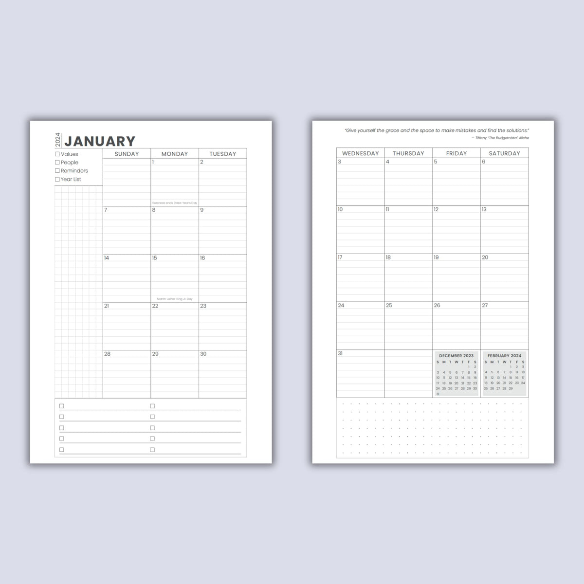 2024 Weekly Planner Inserts