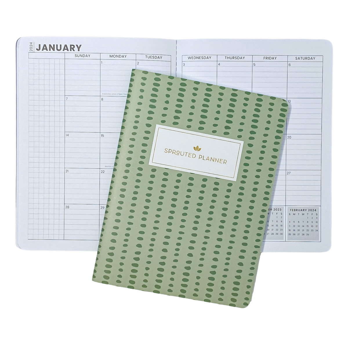 2024 Monthly Planner - Mossy Pebbles