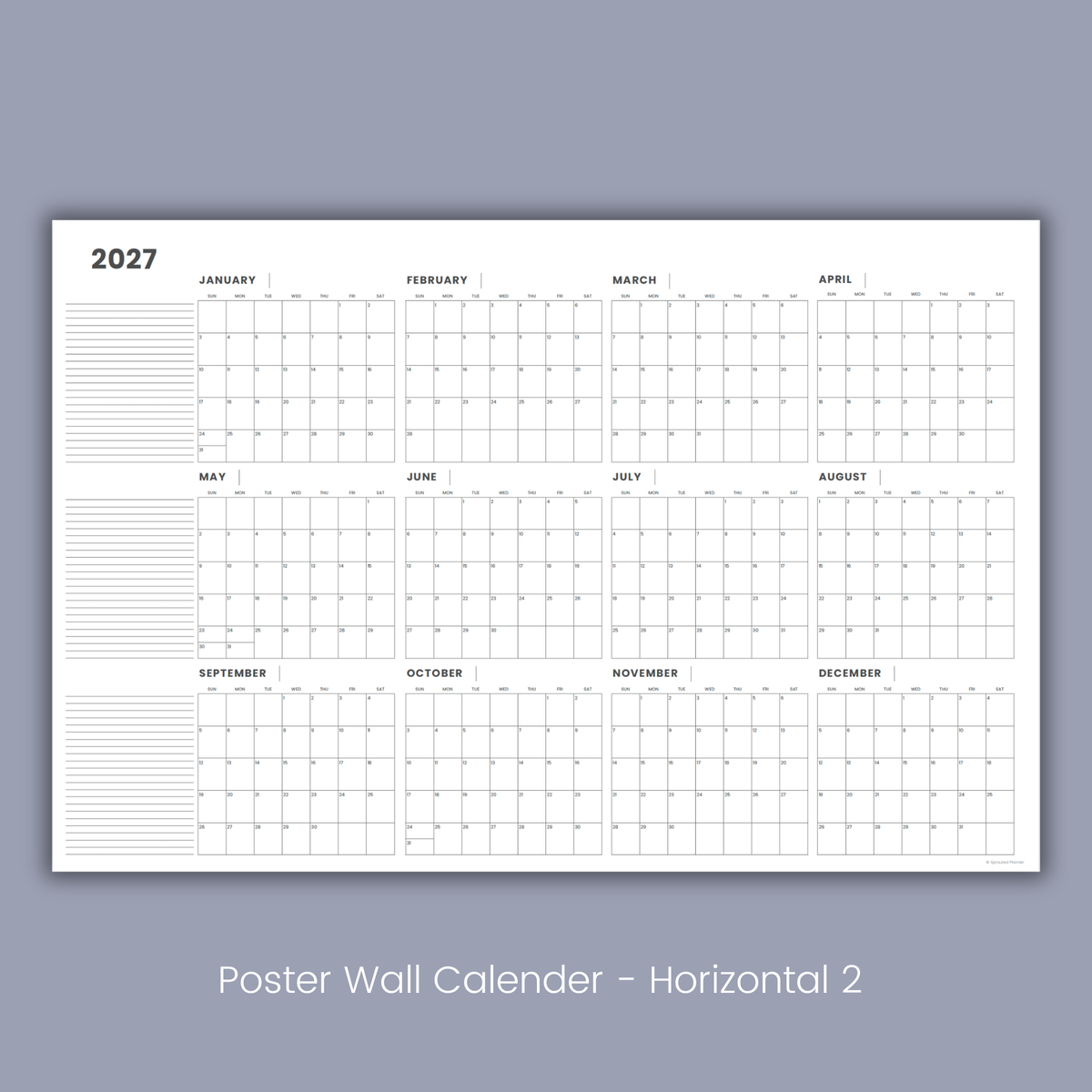 2027 Poster Wall Calendar (Printable PDF)