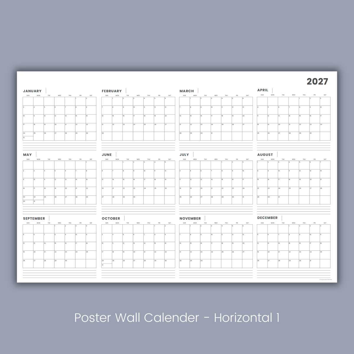 2027 Poster Wall Calendar (Printable PDF)