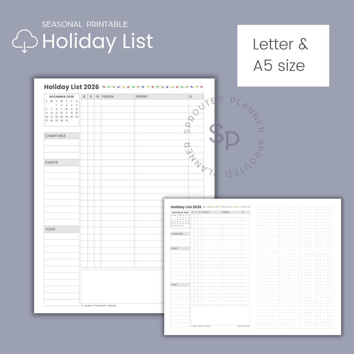2026 Holiday List Printable