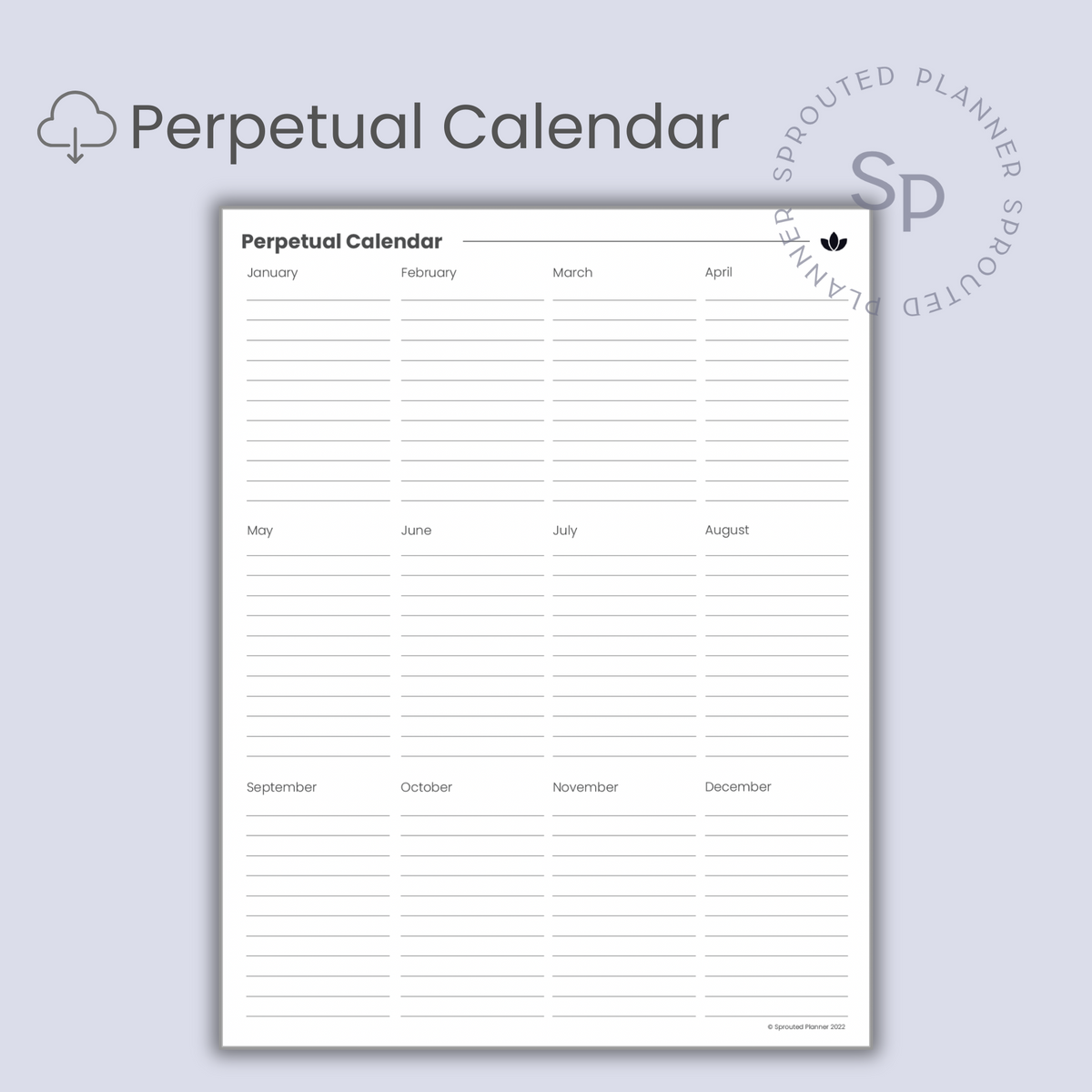 Perpetual Calendar Printable