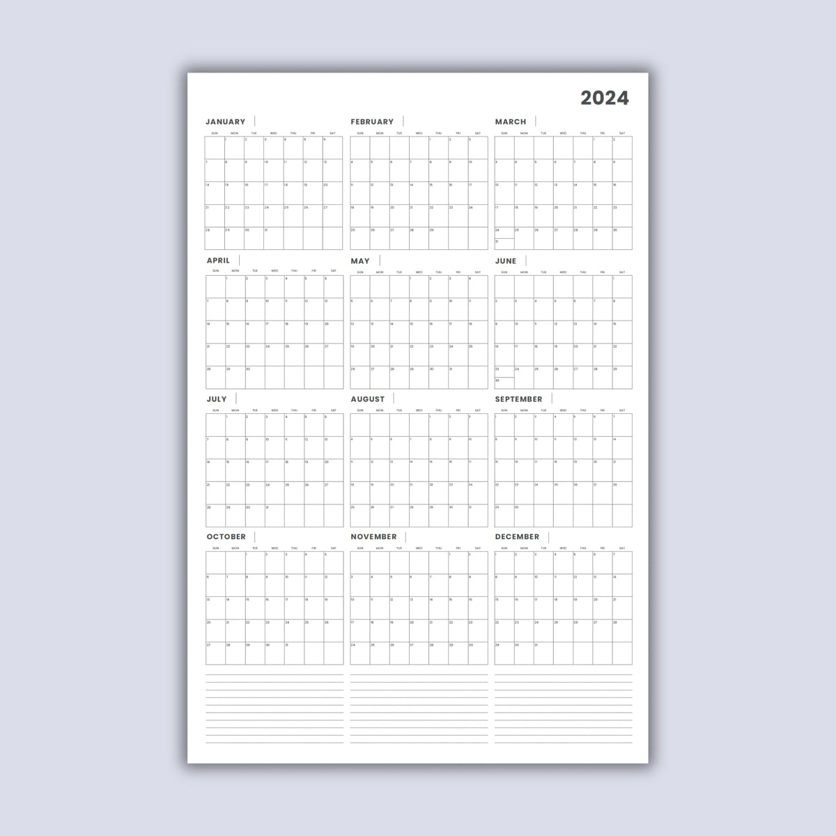 2024 Wall Calendar (Printable PDF)