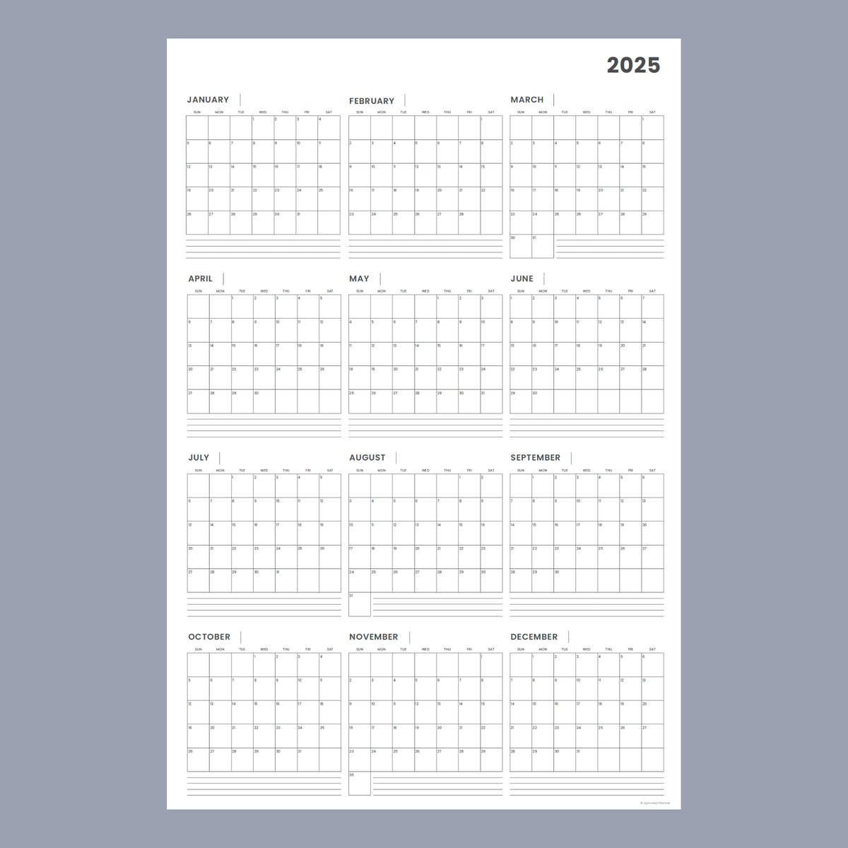 2025 Oversized Wall Calendar (Printable PDF)