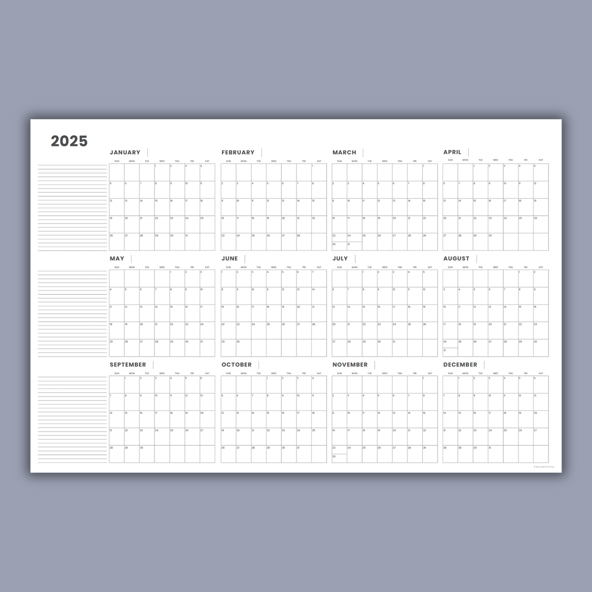 2025 Oversized Wall Calendar (Printable PDF)