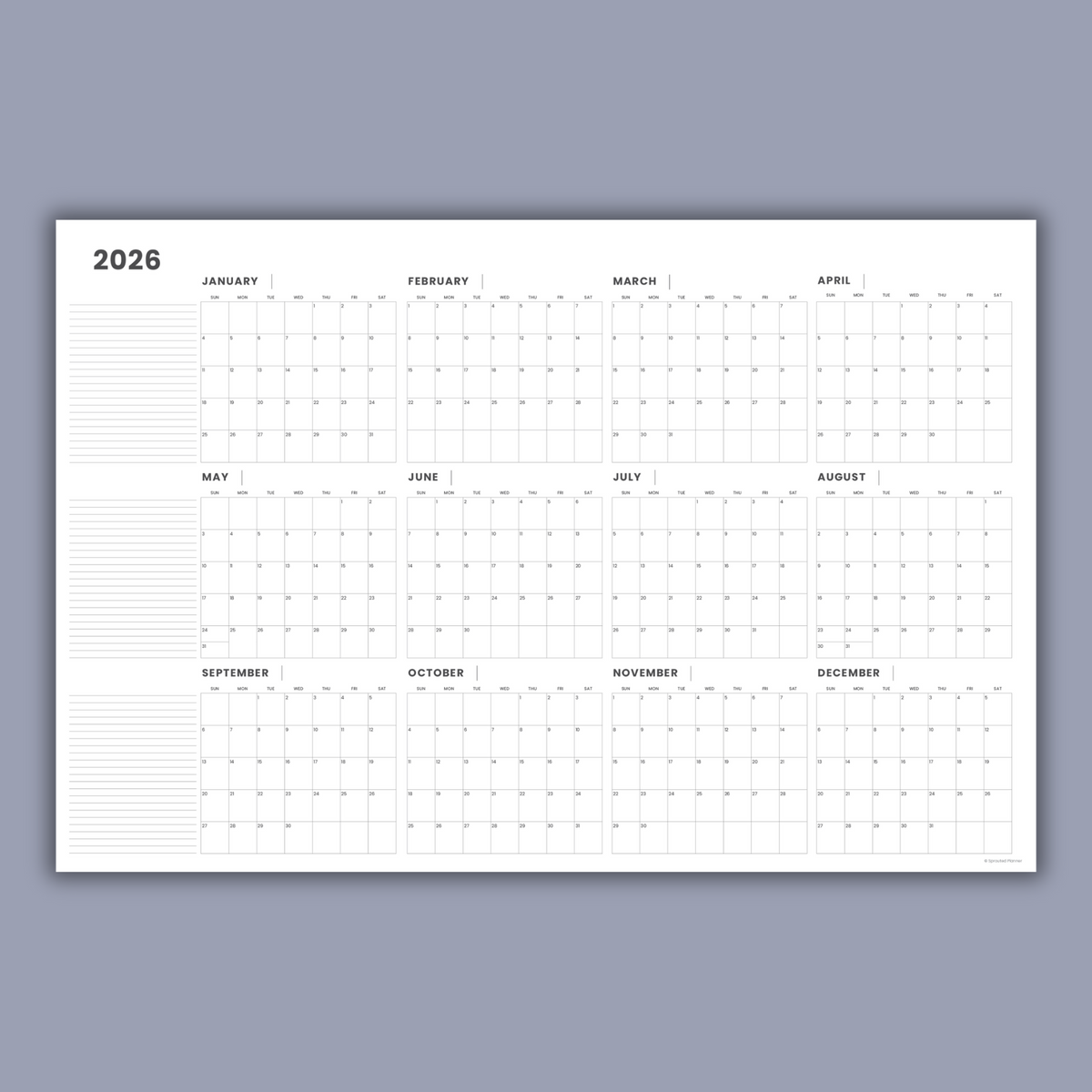 2026 Giant Wall Calendar (Printable PDF)