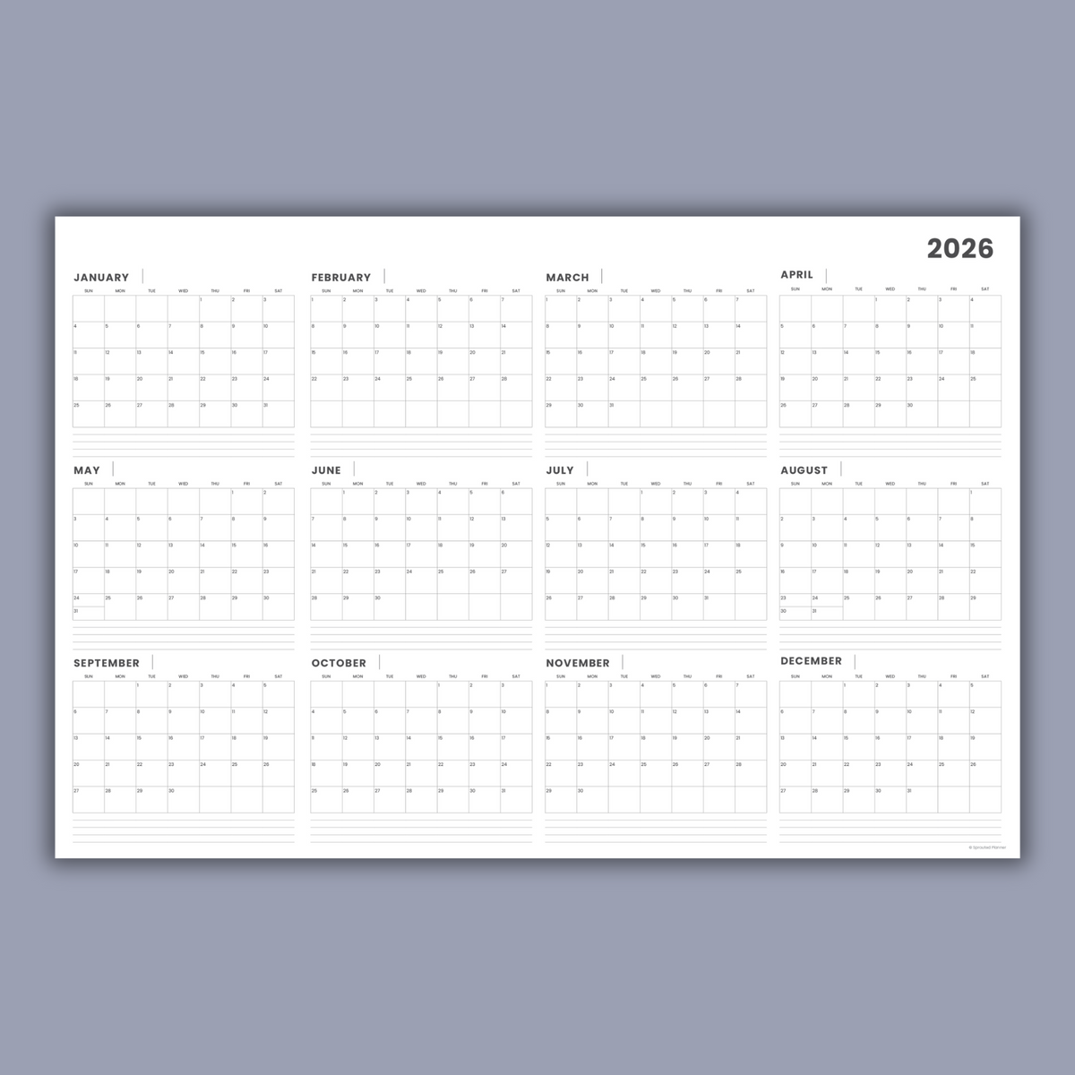 2026 Giant Wall Calendar (Printable PDF)